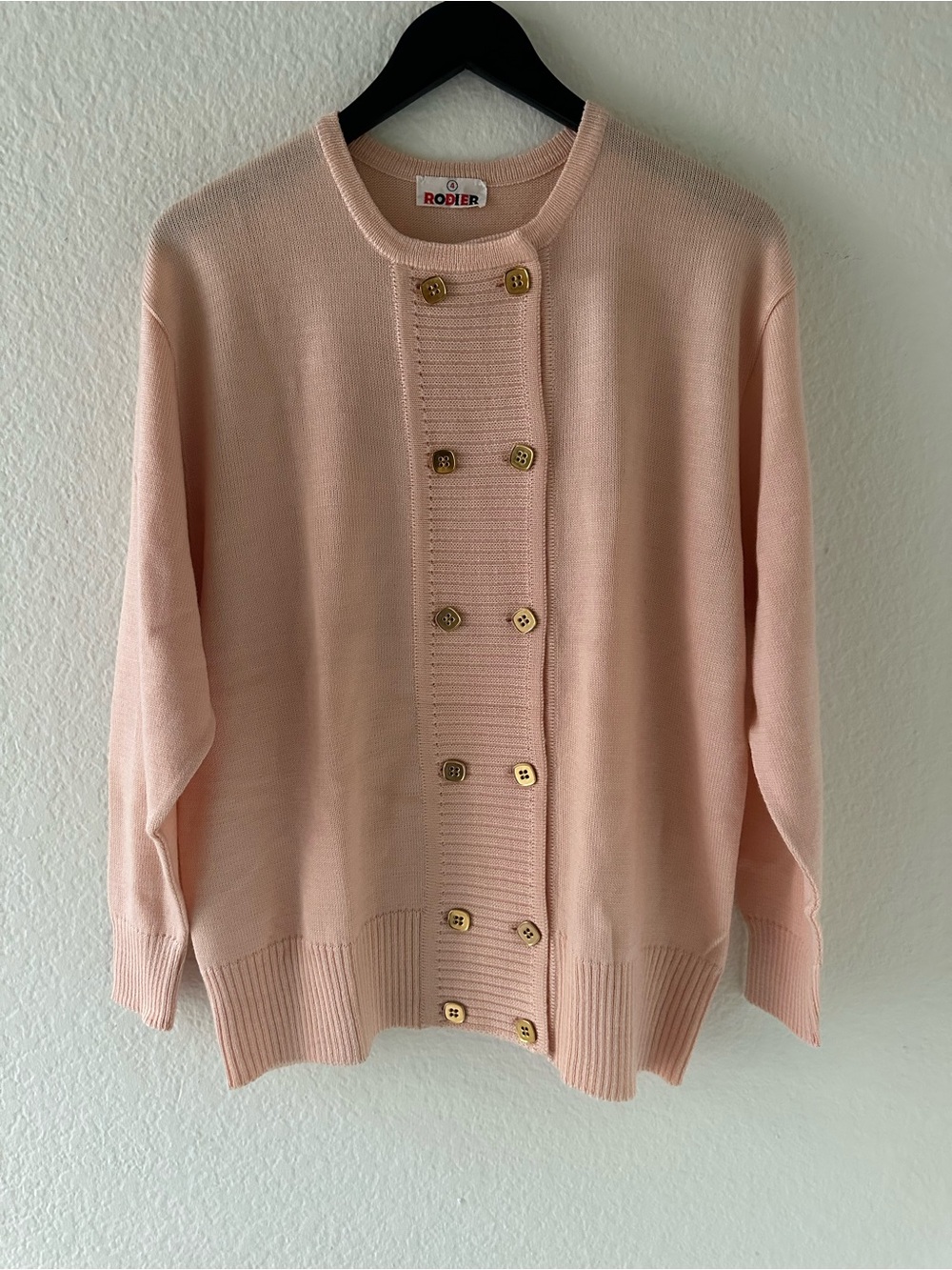 Vintage RODIER 1980’s Peach Button Front Knit Cardigan